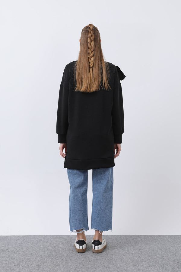 Kadın Omzu Fırfır Detaylı Dantel Garnili Tunik - 10628TNK