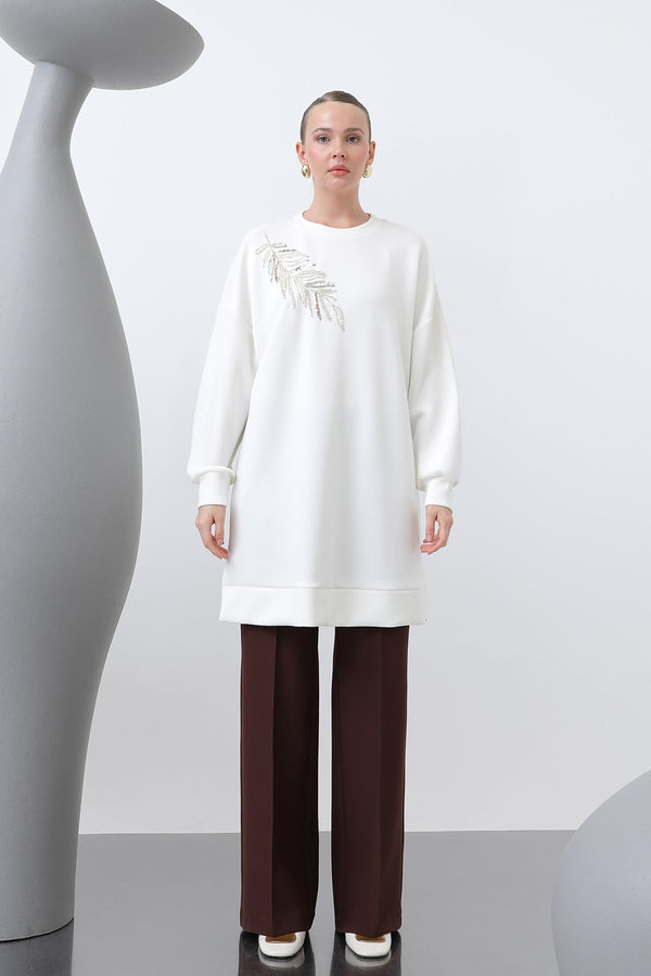 Kadın Omuzu Nakış işlemeli Tunik - 10629TNK