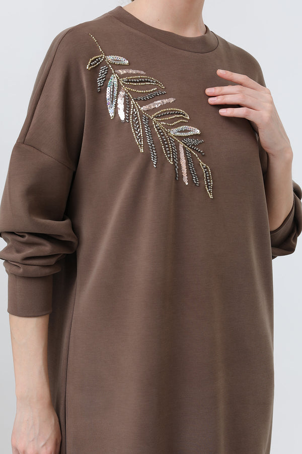 Kadın Omuzu Nakış işlemeli Tunik - 10629TNK