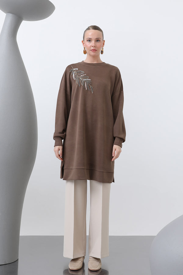 Kadın Omuzu Nakış işlemeli Tunik - 10629TNK