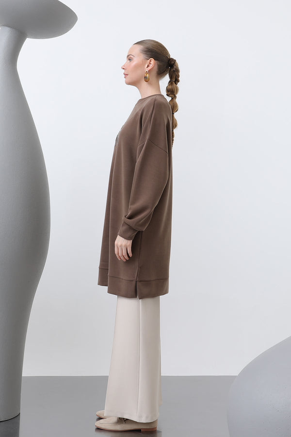 Kadın Omuzu Nakış işlemeli Tunik - 10629TNK