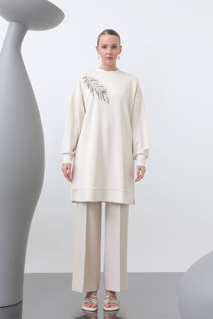 Kadın Omuzu Nakış işlemeli Tunik - 10629TNK