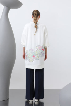 Kadın Önü Ve Arkası Nakış Detaylı Garnili Tunik - 10641TNK