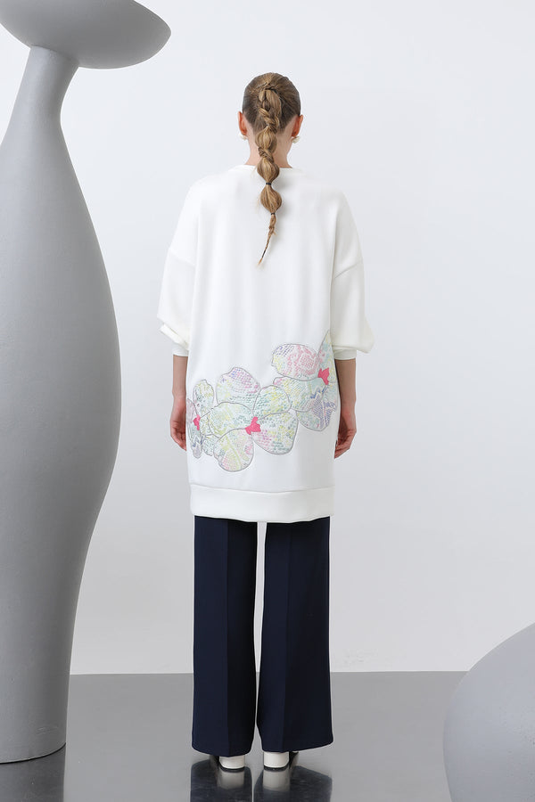 Kadın Önü Ve Arkası Nakış Detaylı Garnili Tunik - 10641TNK