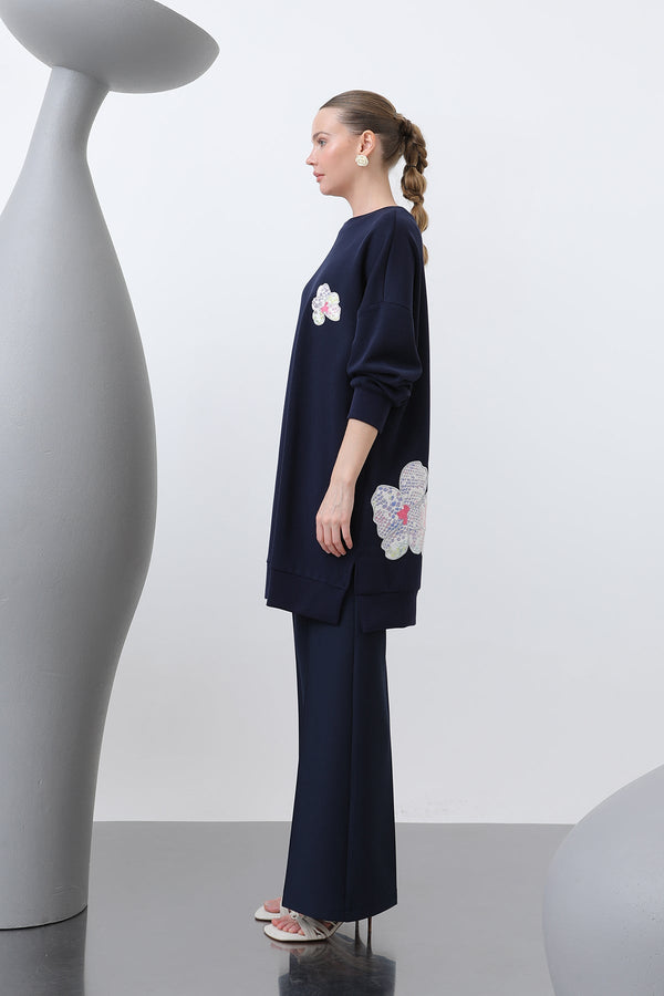 Kadın Önü Ve Arkası Nakış Detaylı Garnili Tunik - 10641TNK