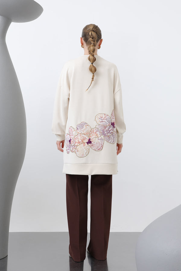 Kadın Önü Ve Arkası Nakış Detaylı Garnili Tunik - 10641TNK