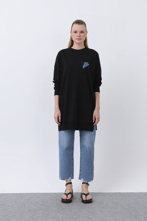 Kadın Önü Üzüm Arkası Meyveli Nakışlı Tunik - 10653TUN