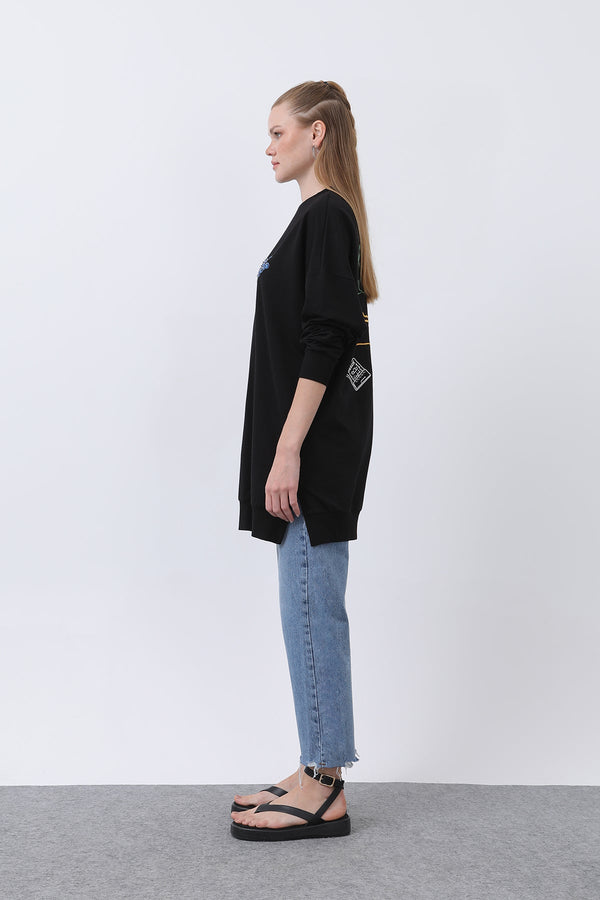 Kadın Önü Üzüm Arkası Meyveli Nakışlı Tunik - 10653TUN