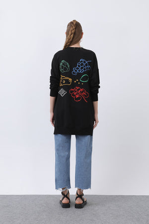 Kadın Önü Üzüm Arkası Meyveli Nakışlı Tunik - 10653TUN