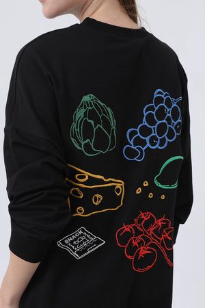 Kadın Önü Üzüm Arkası Meyveli Nakışlı Tunik - 10653TUN