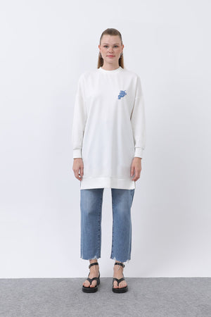 Kadın Önü Üzüm Arkası Meyveli Nakışlı Tunik - 10653TUN