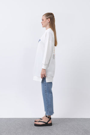 Kadın Önü Üzüm Arkası Meyveli Nakışlı Tunik - 10653TUN