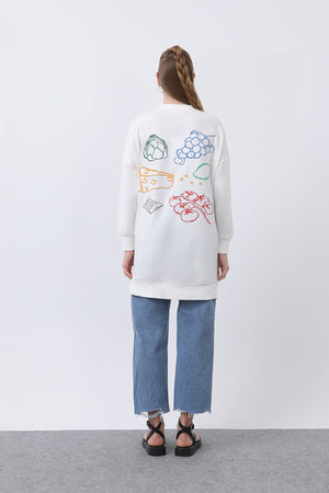 Kadın Önü Üzüm Arkası Meyveli Nakışlı Tunik - 10653TUN