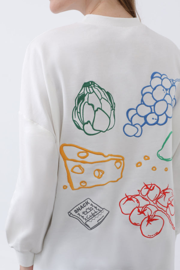 Kadın Önü Üzüm Arkası Meyveli Nakışlı Tunik - 10653TUN