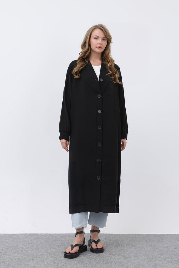 Kadın Önü Düğme Detaylı Uzun Tunik -10681TUN