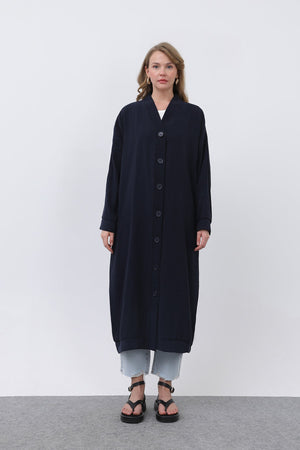 Kadın Önü Düğme Detaylı Uzun Tunik -10681TUN