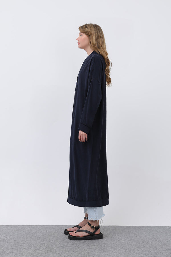 Kadın Önü Düğme Detaylı Uzun Tunik -10681TUN