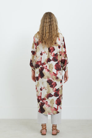 Kadın Desenli Oversize Gömlek -10702TUN