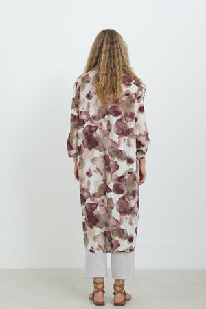 Kadın Desenli Oversize Gömlek -10702TUN