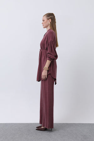 Kadın Düğme Detaylı Hakim Yaka Tunik Takım - 14329TKS