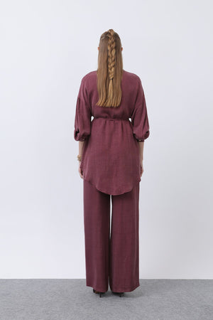 Kadın Düğme Detaylı Hakim Yaka Tunik Takım - 14329TKS