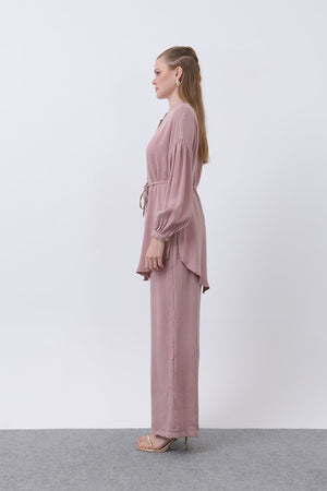 Kadın Düğme Detaylı Hakim Yaka Tunik Takım - 14329TKS