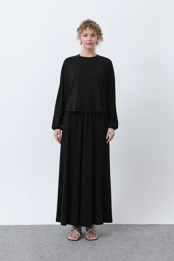 Kadın Önü Dikiş Detaylı Etekli Takım - 14343TKS