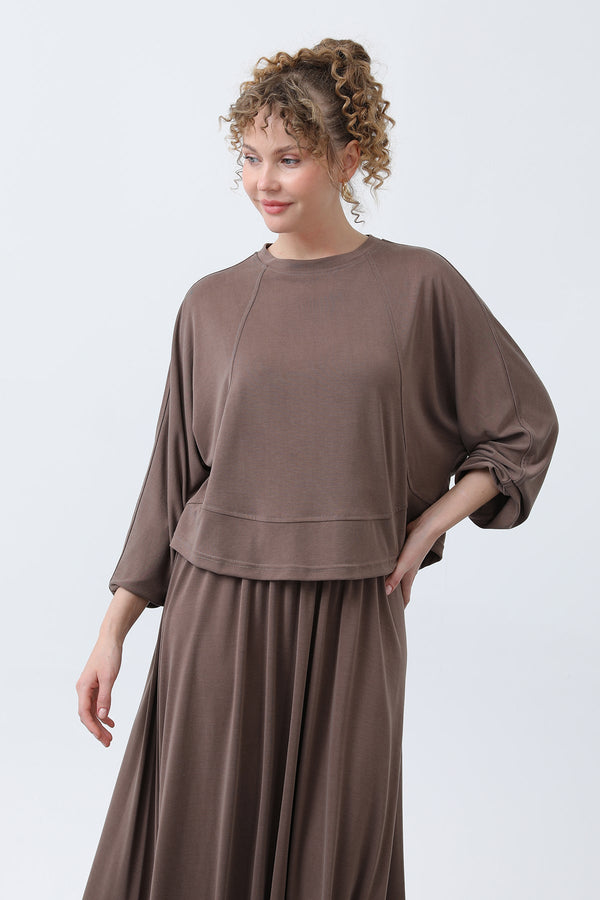 Kadın Önü Dikiş Detaylı Etekli Takım - 14343TKS