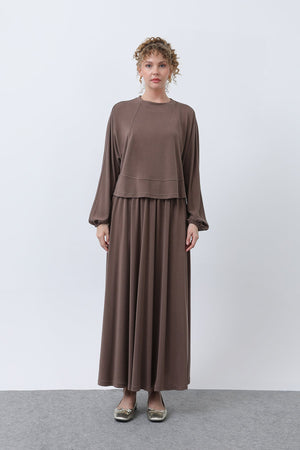 Kadın Önü Dikiş Detaylı Etekli Takım - 14343TKS