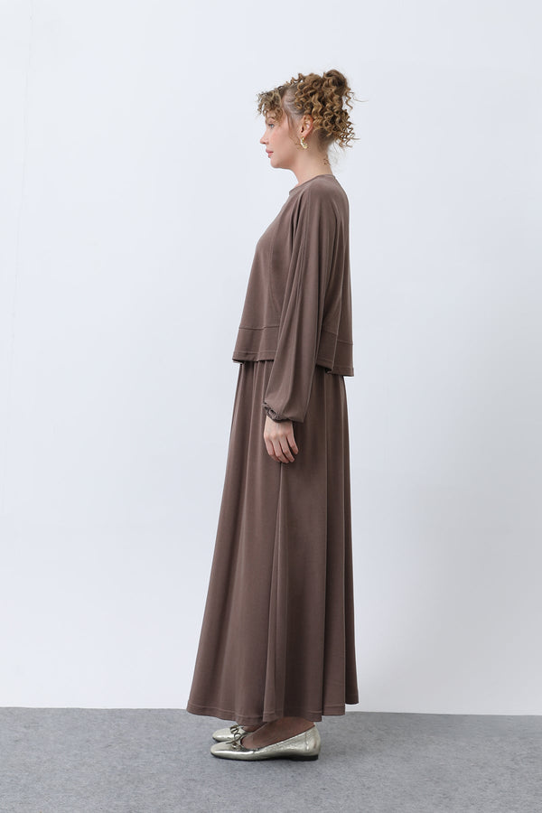 Kadın Önü Dikiş Detaylı Etekli Takım - 14343TKS