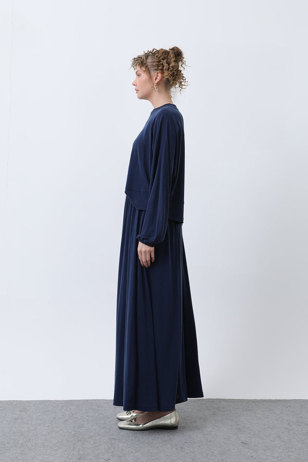 Kadın Önü Dikiş Detaylı Etekli Takım - 14343TKS