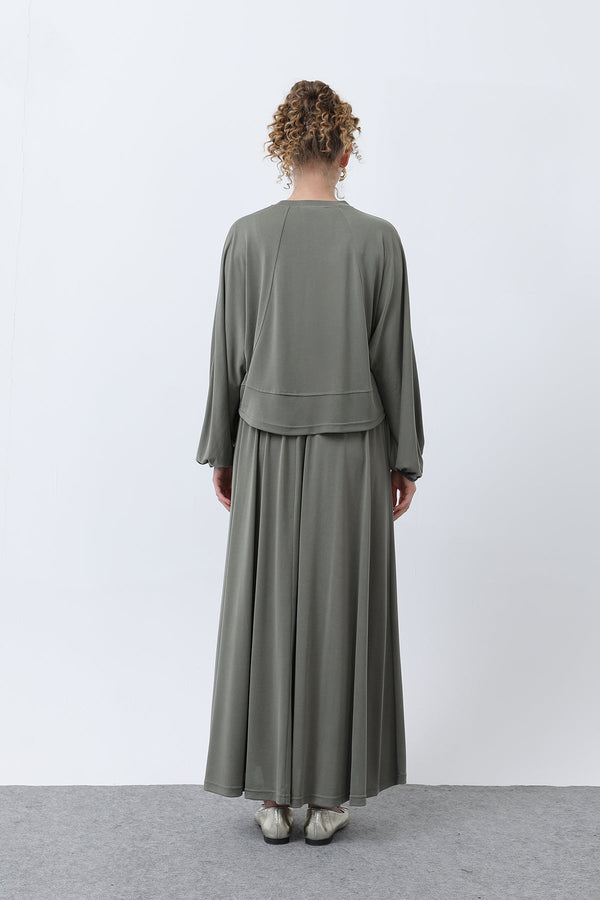 Kadın Önü Dikiş Detaylı Etekli Takım - 14343TKS