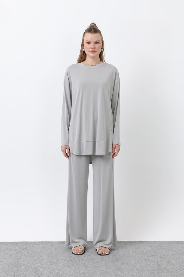 Kadın Önü Dikiş Detaylı Pantolonlu Takım - 14344TKS