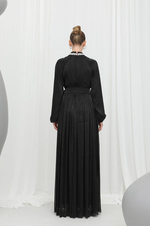 Kadın  Taş Detaylı Şifon Abiye Elbise -17001ELB