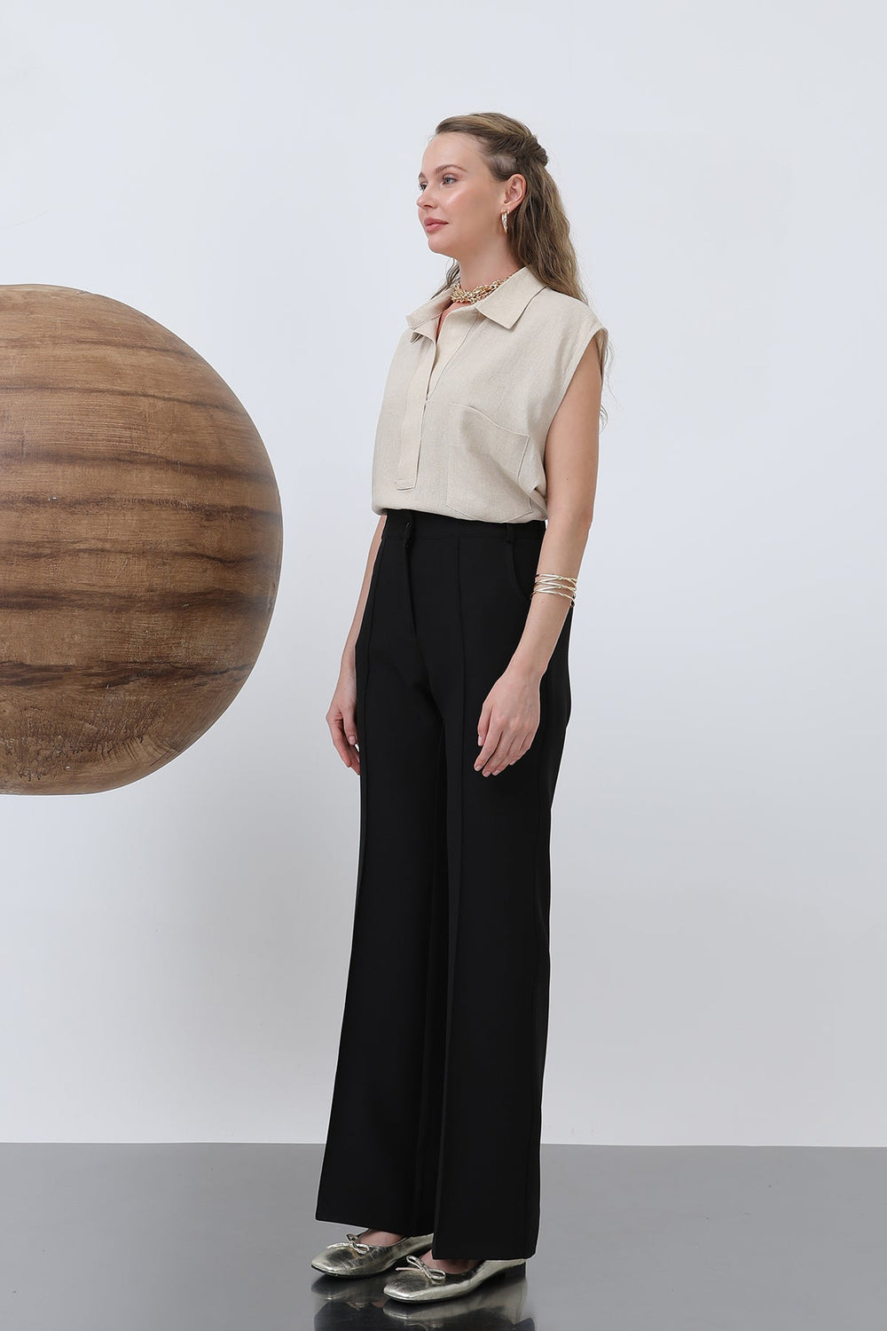 Kadın Nervür Dikişli Pantolon - 18226PNT - BLACK