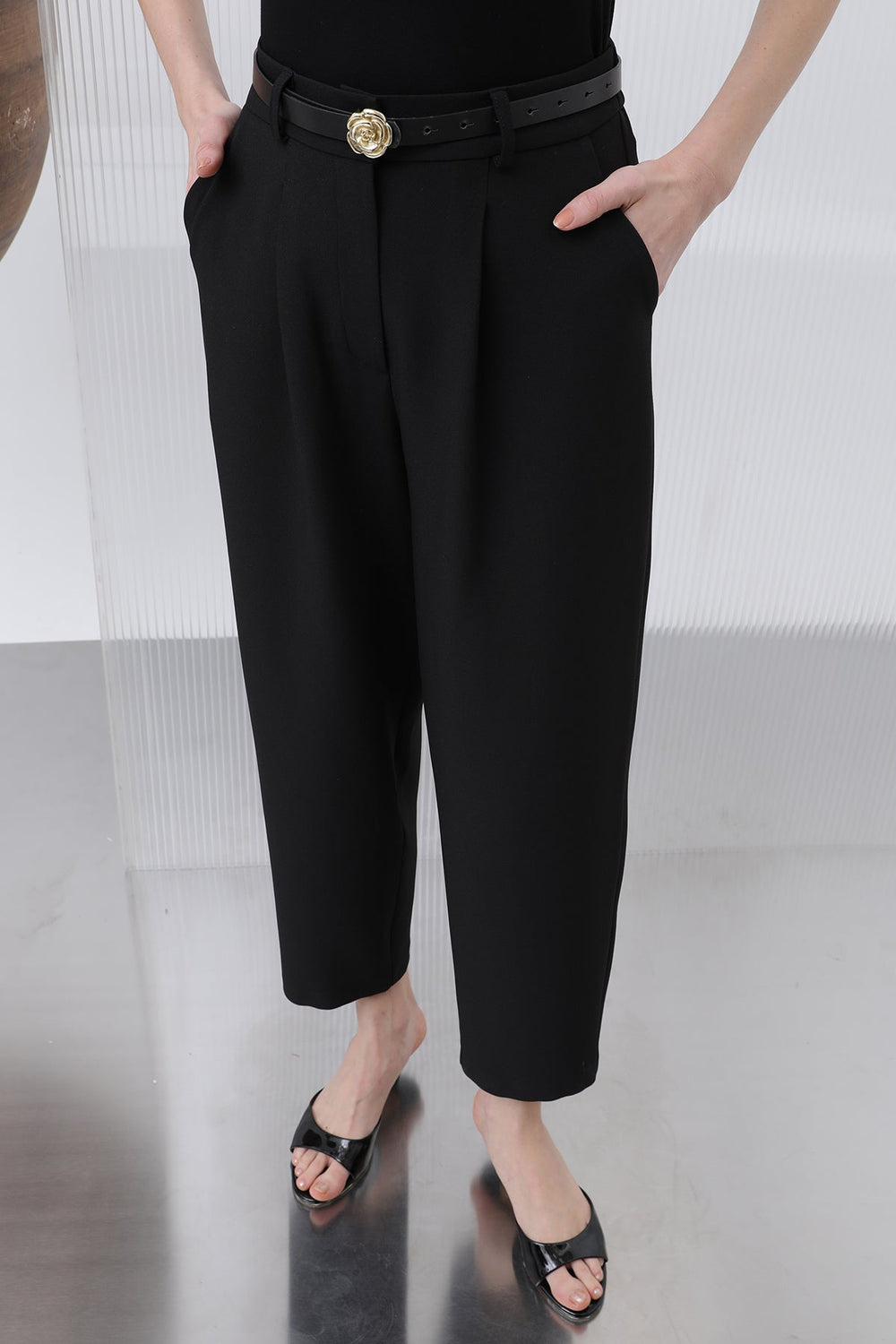 Kadın Pileli Pantolon - 18227PNT - BLACK