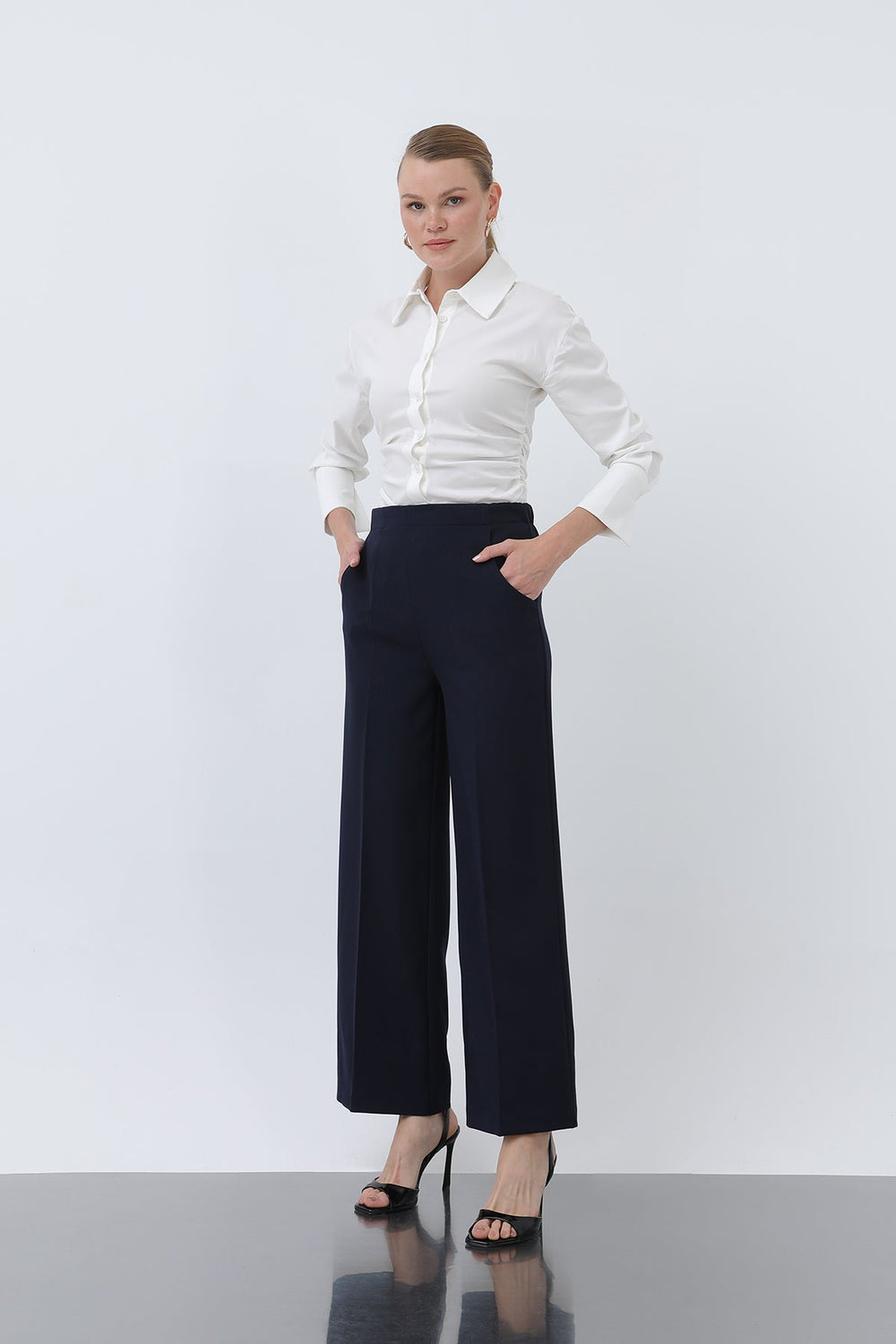 Kadın Düz Kesim Pantolon - 18243PNT - NAVY