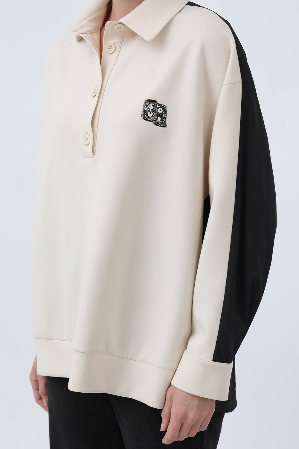 Kadın Önü Nakış Arkası Paraşüt Gömlek -32120GML - BLACK-BEIGE