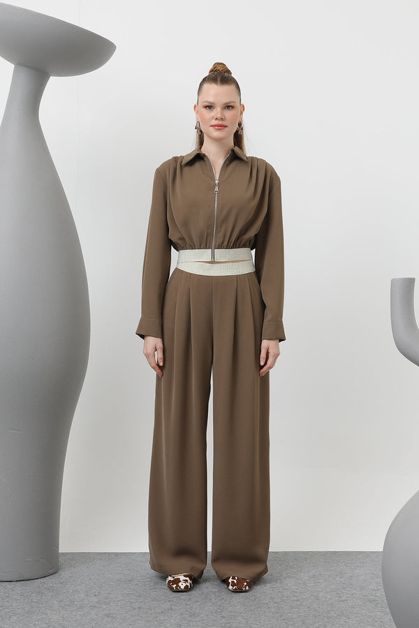 Pileli Lastik Detaylı Ceket - 32145CKT