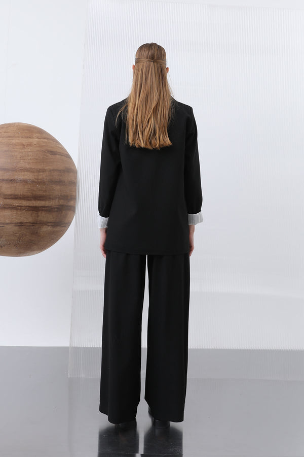 Kadın Cepli Çizgi Garnili Blazer Ceket - 32190CKT