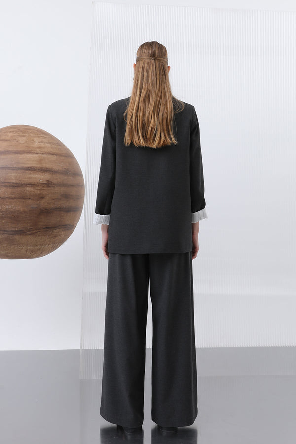 Kadın Cepli Çizgi Garnili Blazer Ceket - 32190CKT