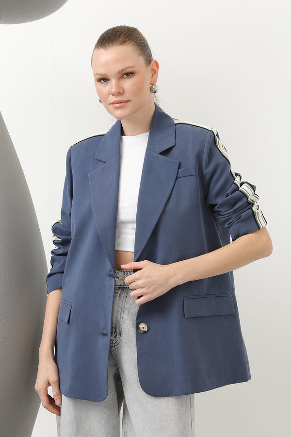 Kadın Şerit Detaylı Blazer Ceket - 32199CKT