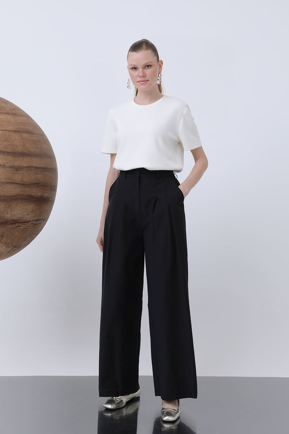 Kadın Pileli Basic Pantolon -32233PNT - MINK