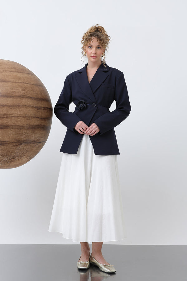 Kadın Önden Düğmeli Blazer Ceket -32245CKT - NAVY