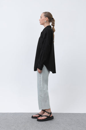 Kadın Basic Keten Gömlek - 32307GML