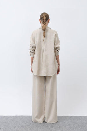 Kadın Basic Keten Gömlek - 32307GML