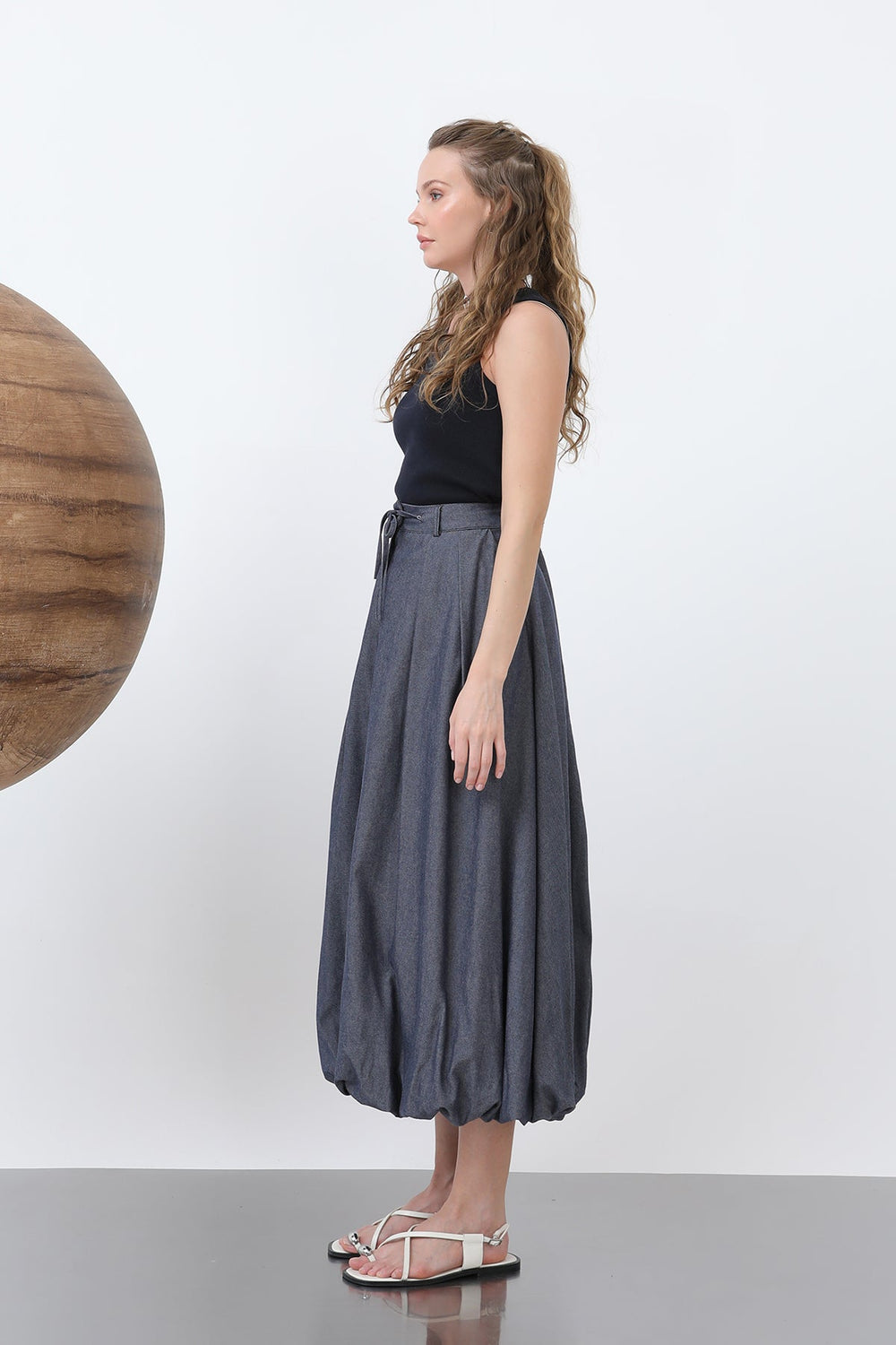 Kadın Denim Balon Etek - 32309ETK - INDIGO