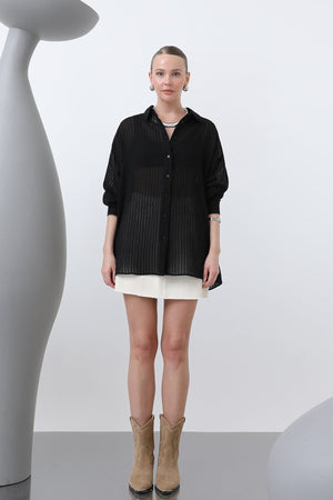 Kadın Çizgili Gömlek - 32320GML