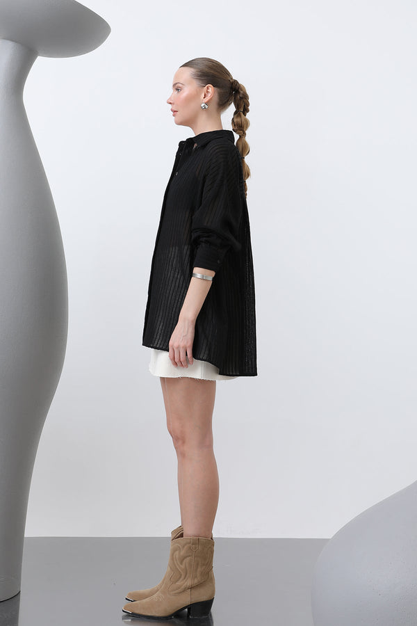 Kadın Çizgili Gömlek - 32320GML