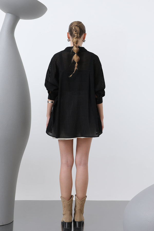 Kadın Çizgili Gömlek - 32320GML